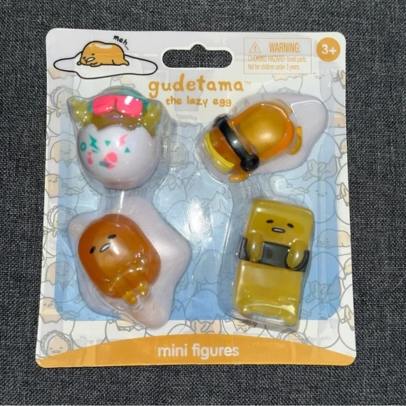 Sanrio Gudetama The Lazy Egg 4pc Mini Collectible Figures Set - Picture 1 of 2